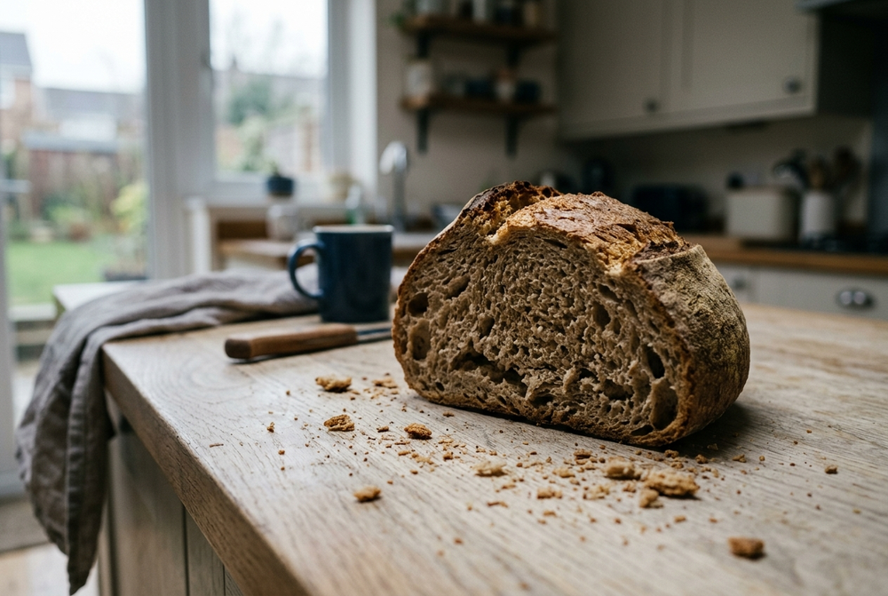 The same loaf. Stale in paper, sweating in plastic. Breadcrumbs, if it’s lucky.